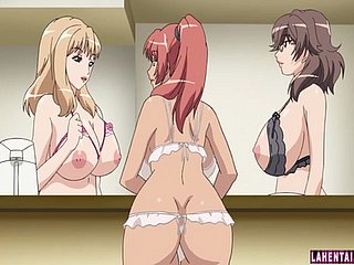 세 개의 거대한 titted 헨타이 아가씨