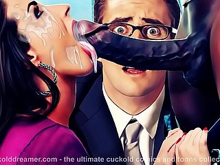 BBC Slut Hotwife Черный петух Поклонение межрасовым рогоновкам мультфильмы