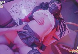 Yumeko Kakegurui kreeg verkeerd zonder panty geen condoom rauwe lul close to kutje en sperma drinken met grote mond